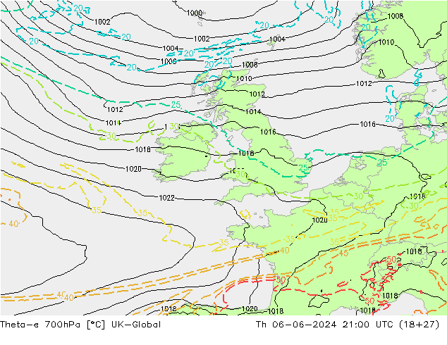 Theta-e 700hPa UK-Global gio 06.06.2024 21 UTC