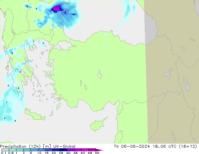 Precipitation (12h) UK-Global Th 06.06.2024 06 UTC