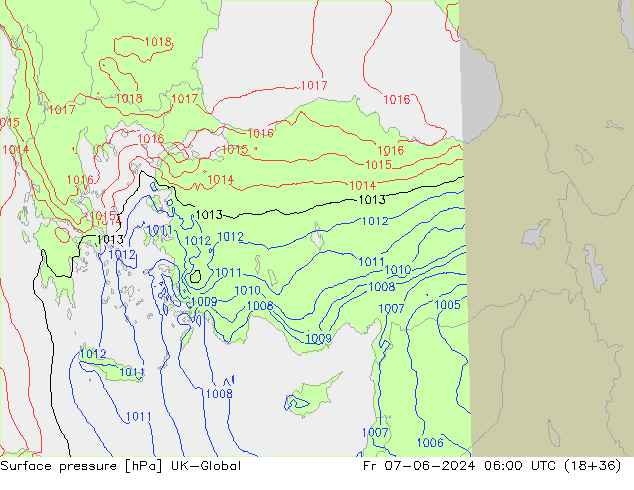 Surface pressure UK-Global Fr 07.06.2024 06 UTC