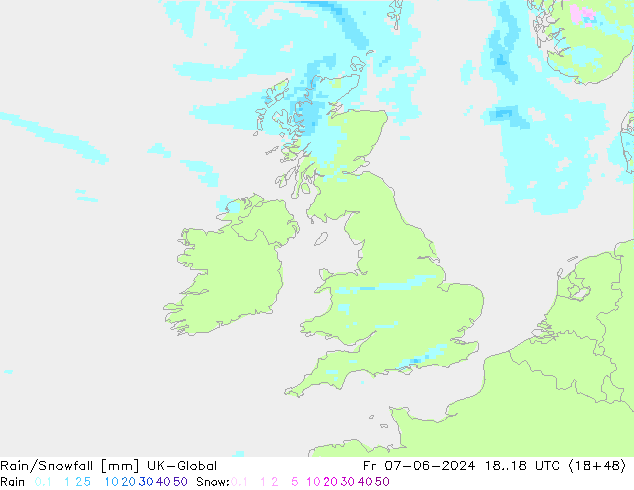 Rain/Snowfall UK-Global Pá 07.06.2024 18 UTC