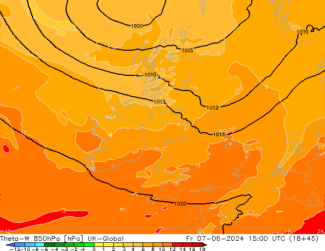 Theta-W 850hPa UK-Global Fr 07.06.2024 15 UTC