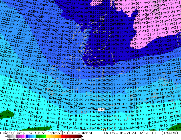 Height/Temp. 500 hPa UK-Global Do 06.06.2024 03 UTC