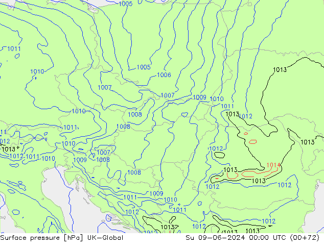 Surface pressure UK-Global Su 09.06.2024 00 UTC