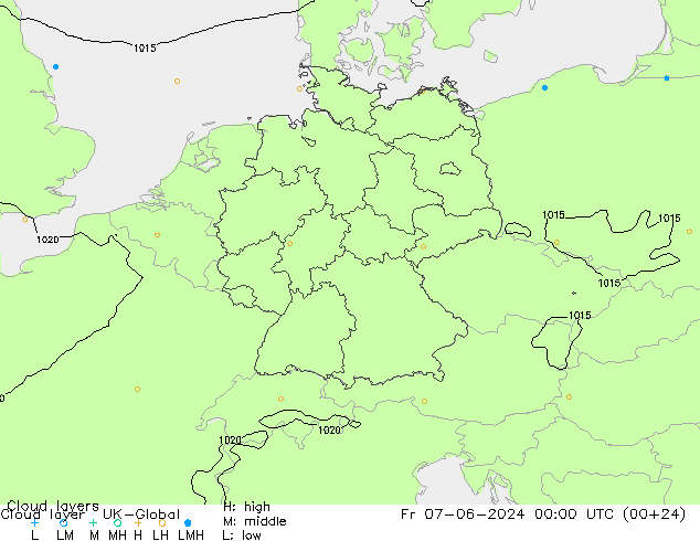 Wolkenschichten UK-Global Fr 07.06.2024 00 UTC