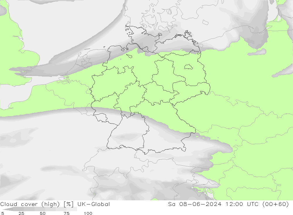 Nuages (élevé) UK-Global sam 08.06.2024 12 UTC