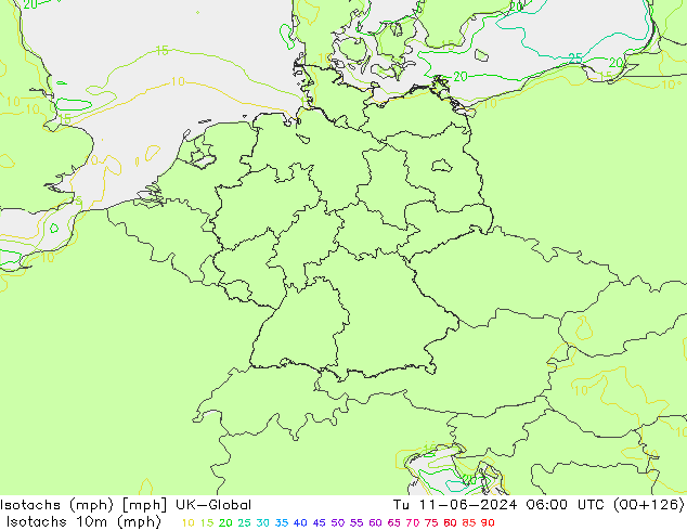 Isotachs (mph) UK-Global вт 11.06.2024 06 UTC