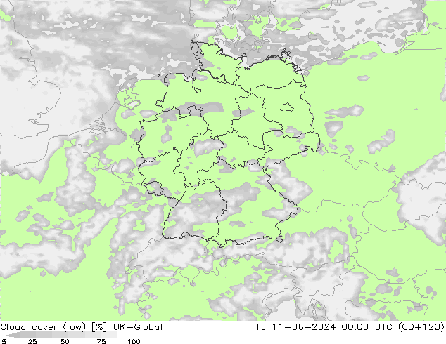 nízká oblaka UK-Global Út 11.06.2024 00 UTC