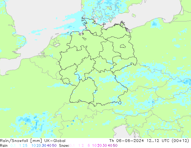 Regen/Sneeuwval UK-Global do 06.06.2024 12 UTC