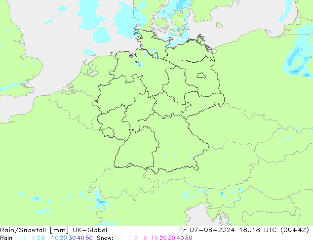 Regen/Sneeuwval UK-Global vr 07.06.2024 18 UTC