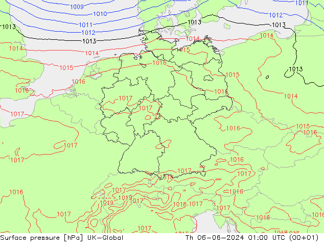 Surface pressure UK-Global Th 06.06.2024 01 UTC