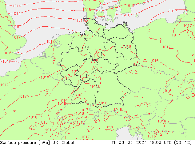 приземное давление UK-Global чт 06.06.2024 18 UTC