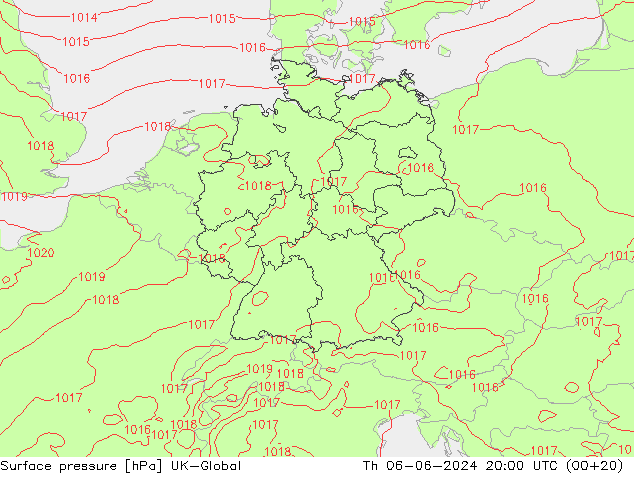 Surface pressure UK-Global Th 06.06.2024 20 UTC