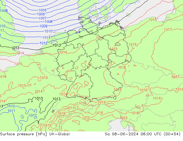 приземное давление UK-Global сб 08.06.2024 06 UTC