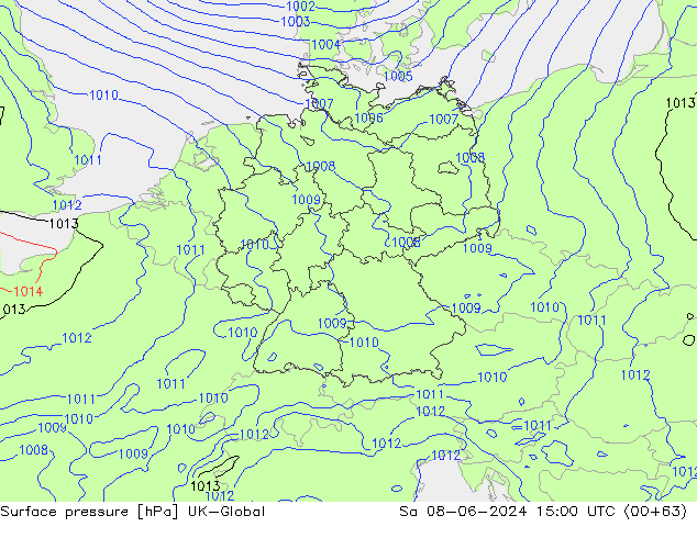 Surface pressure UK-Global Sa 08.06.2024 15 UTC