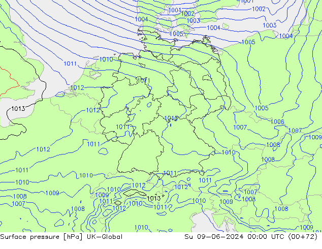 приземное давление UK-Global Вс 09.06.2024 00 UTC