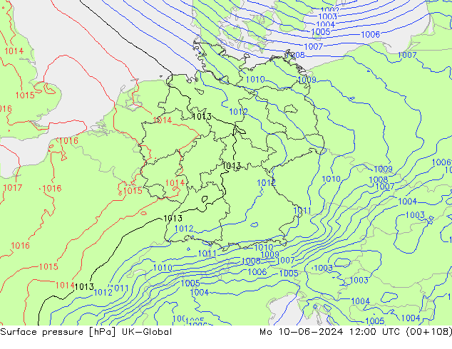 Atmosférický tlak UK-Global Po 10.06.2024 12 UTC