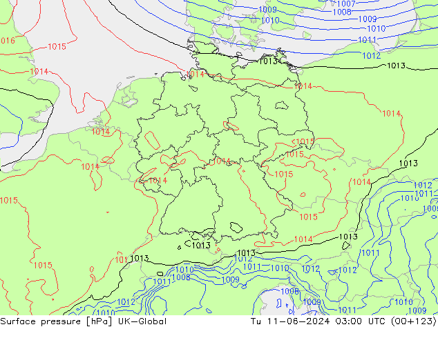 Luchtdruk (Grond) UK-Global di 11.06.2024 03 UTC