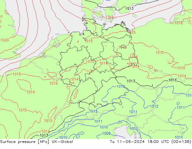 Pressione al suolo UK-Global mar 11.06.2024 18 UTC