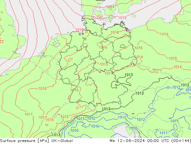 Atmosférický tlak UK-Global St 12.06.2024 00 UTC