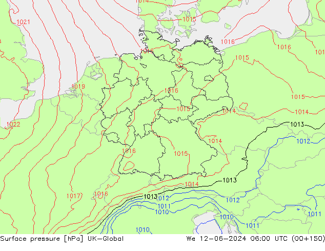 Presión superficial UK-Global mié 12.06.2024 06 UTC