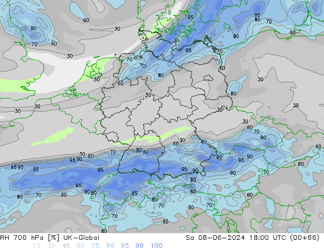 RV 700 hPa UK-Global za 08.06.2024 18 UTC