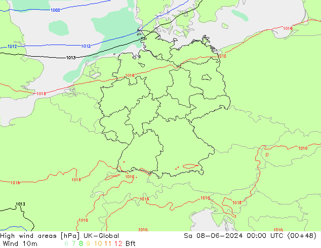 High wind areas UK-Global sam 08.06.2024 00 UTC