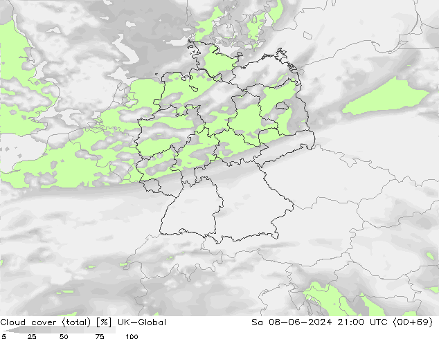 Nubes (total) UK-Global sáb 08.06.2024 21 UTC