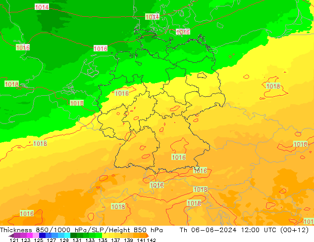 Schichtdicke 850-1000 hPa UK-Global Do 06.06.2024 12 UTC