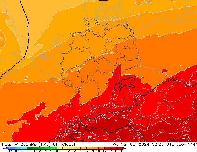 Theta-W 850hPa UK-Global Qua 12.06.2024 00 UTC