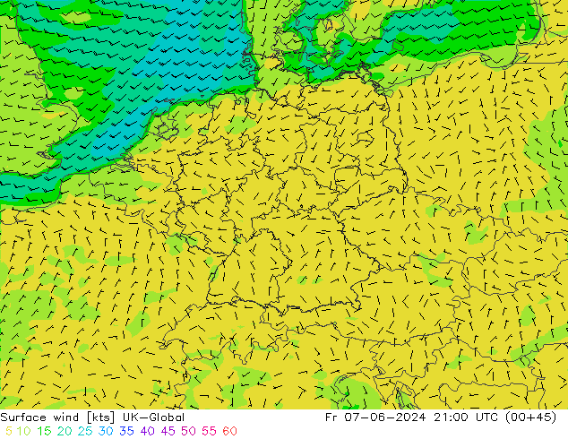 Vento 10 m UK-Global Sex 07.06.2024 21 UTC