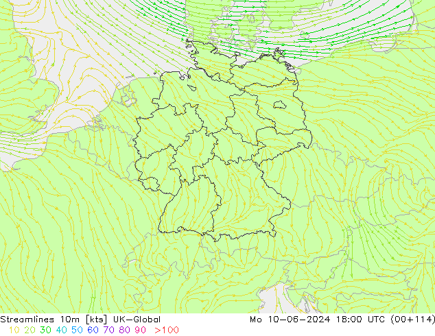 Streamlines 10m UK-Global Po 10.06.2024 18 UTC