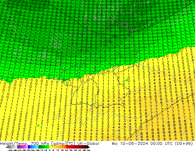 Hoogte/Temp. 700 hPa UK-Global ma 10.06.2024 00 UTC