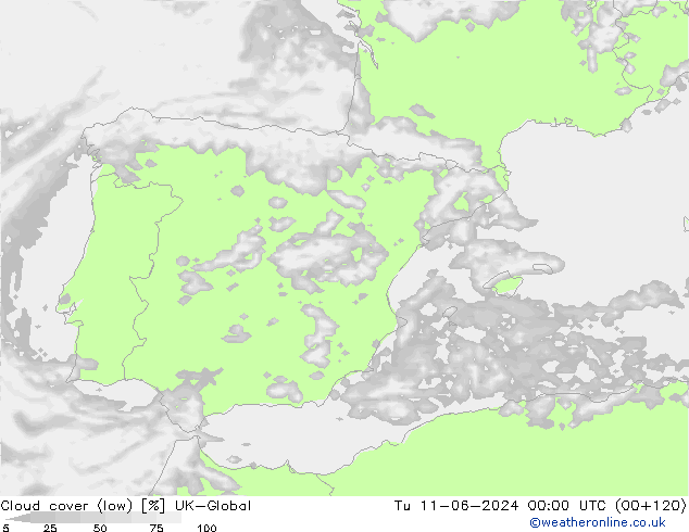 nízká oblaka UK-Global Út 11.06.2024 00 UTC