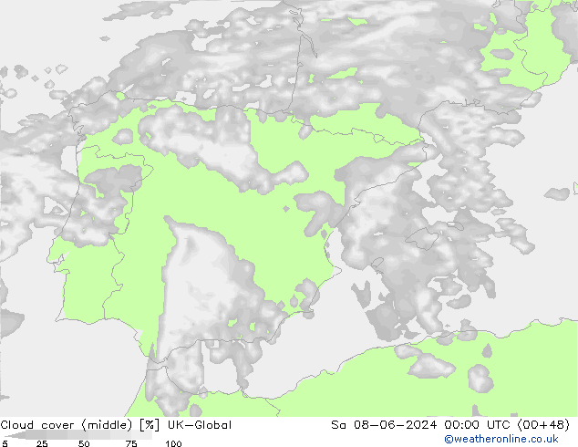 oblačnosti uprostřed UK-Global So 08.06.2024 00 UTC