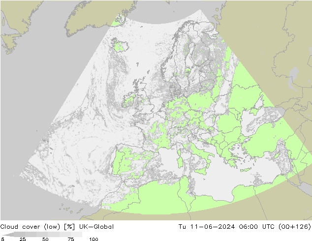 Bewolking (Laag) UK-Global di 11.06.2024 06 UTC