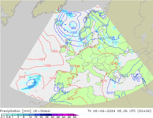 Precipitazione UK-Global gio 06.06.2024 06 UTC