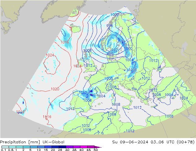 Yağış UK-Global Paz 09.06.2024 06 UTC