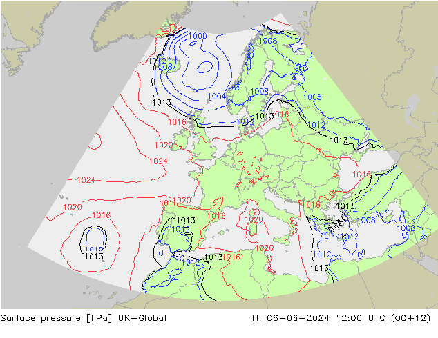 Atmosférický tlak UK-Global Čt 06.06.2024 12 UTC