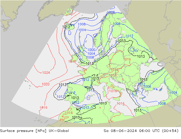 Luchtdruk (Grond) UK-Global za 08.06.2024 06 UTC