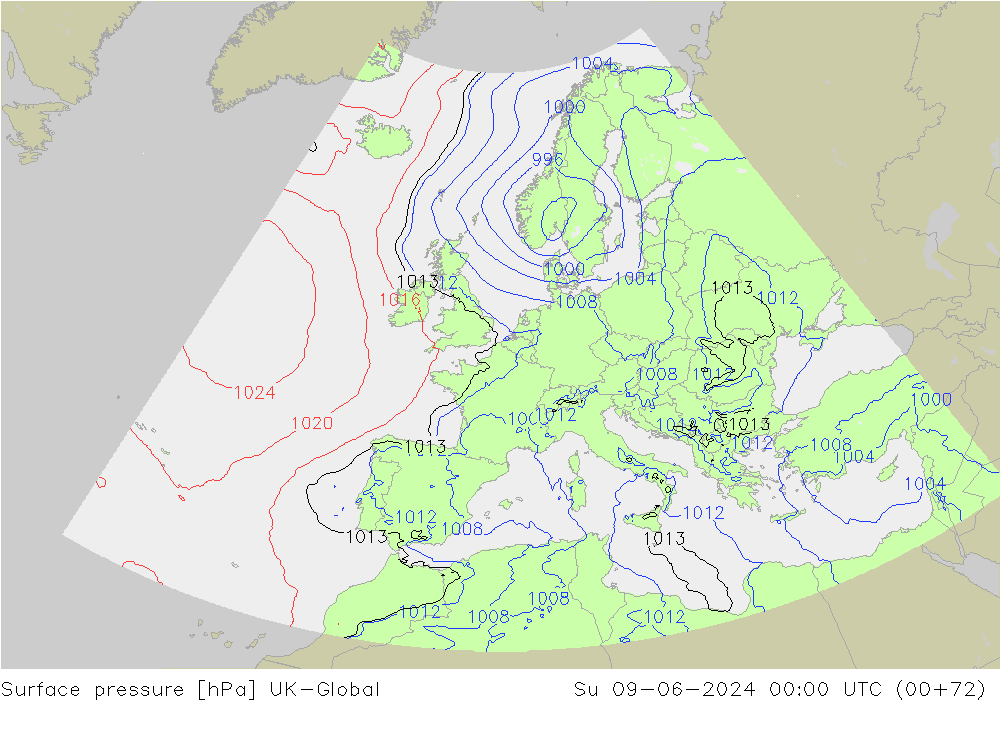 pression de l'air UK-Global dim 09.06.2024 00 UTC