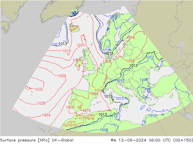 Luchtdruk (Grond) UK-Global wo 12.06.2024 06 UTC