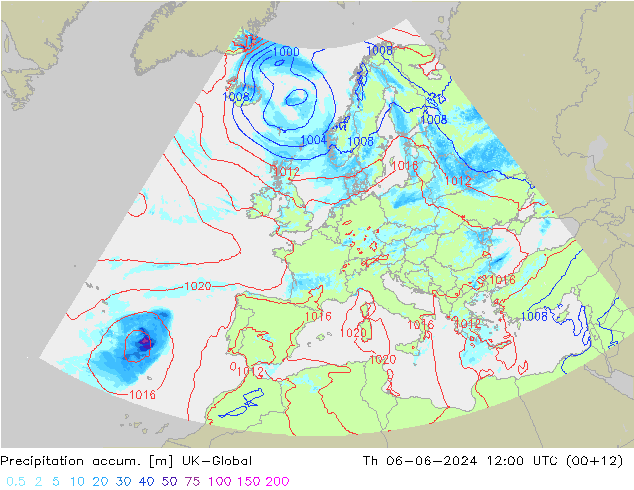 Precipitation accum. UK-Global gio 06.06.2024 12 UTC