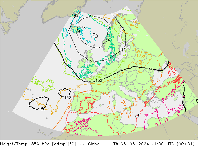 Height/Temp. 850 hPa UK-Global Do 06.06.2024 01 UTC