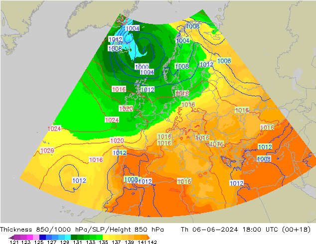 Thck 850-1000 hPa UK-Global Th 06.06.2024 18 UTC