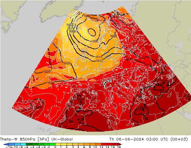 Theta-W 850hPa UK-Global jue 06.06.2024 03 UTC
