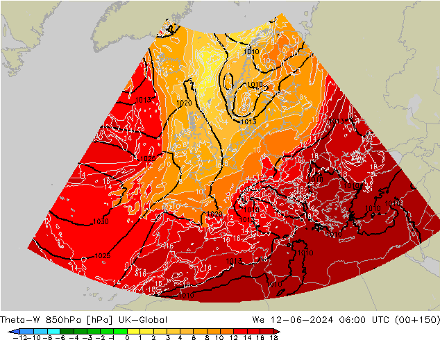 Theta-W 850hPa UK-Global mer 12.06.2024 06 UTC