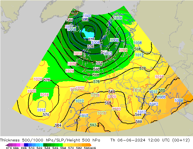 Thck 500-1000hPa UK-Global Čt 06.06.2024 12 UTC