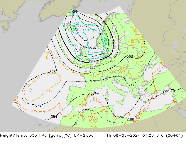 Yükseklik/Sıc. 500 hPa UK-Global Per 06.06.2024 01 UTC