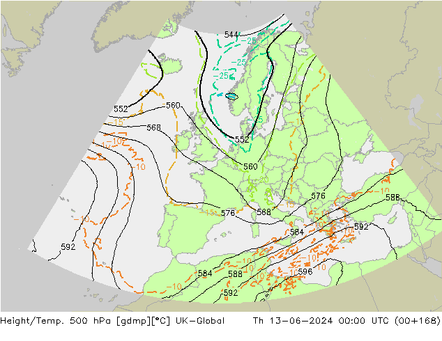 Géop./Temp. 500 hPa UK-Global jeu 13.06.2024 00 UTC