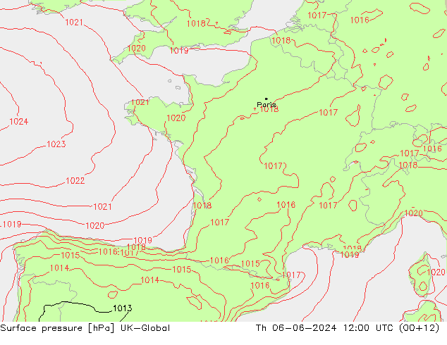 приземное давление UK-Global чт 06.06.2024 12 UTC